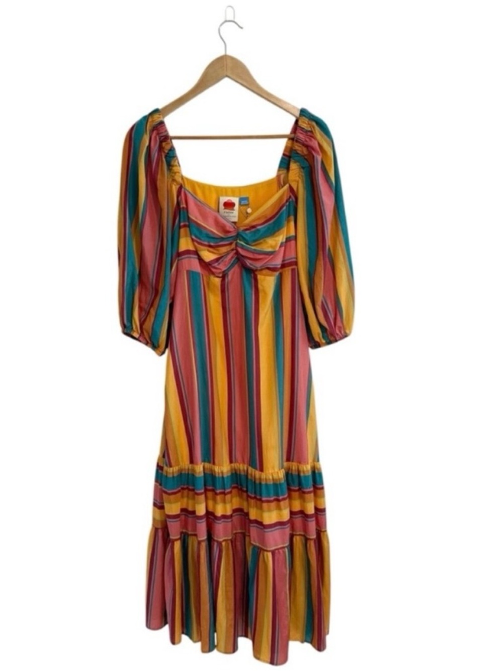 FARM Rio Anthropologie Rainbow Stripe Midi Dress Medium Petite NWT! - Picture 5 of 8